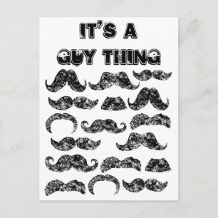 Funny Moustache pattern for men Postcard