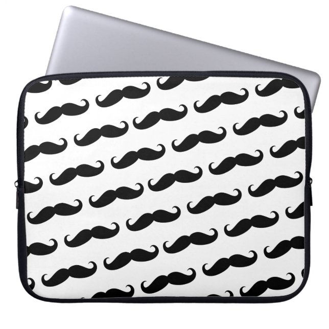 Funny moustache pattern laptop sleeve (Front)