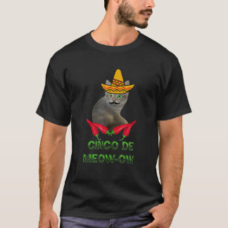 Funny Moustache Peppers Cinco De Meow-Ow Matching  T-Shirt