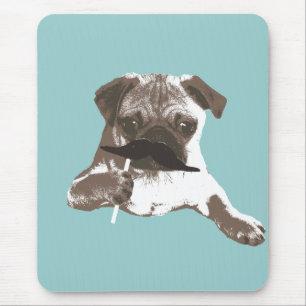 Funny Moustache Pug Mouse Pad