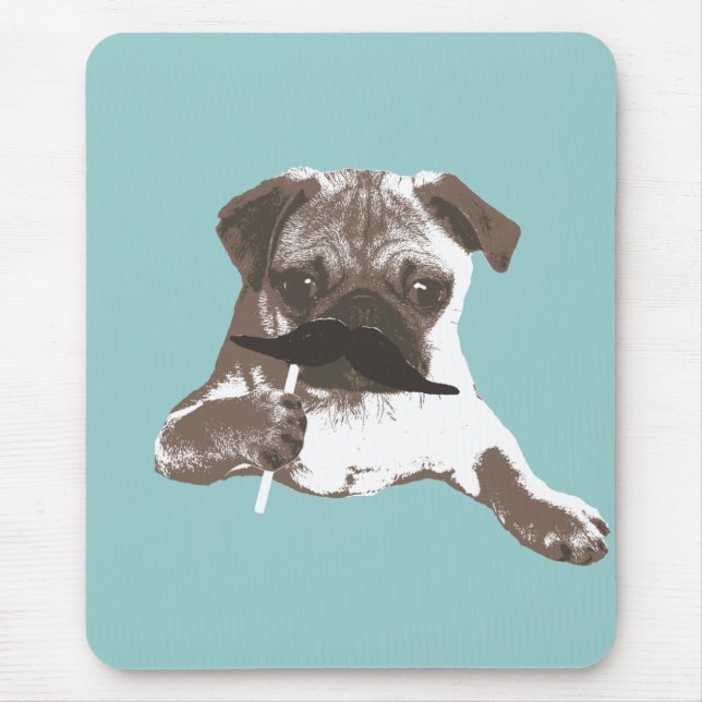 Funny Moustache Pug Mouse Pad (Front)
