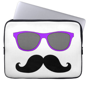Funny Moustache, Purple Sunglasses Laptop Sleeve