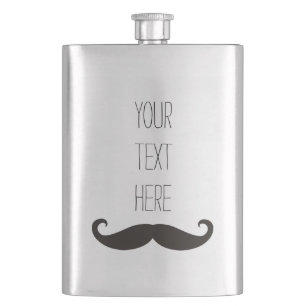 Funny Moustache / Schnurrbart + your text Hip Flask