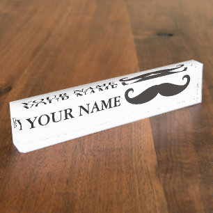 Funny Moustache / Schnurrbart + your text Nameplate