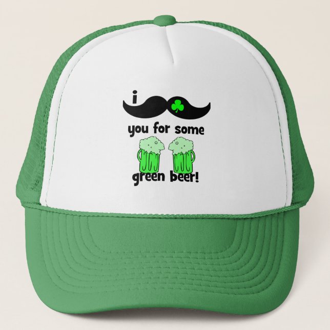 funny moustache St Patrick's Day Trucker Hat (Front)