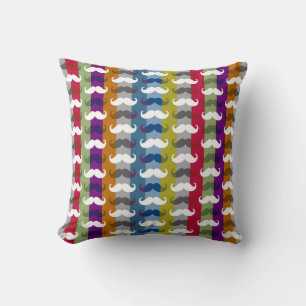Funny Moustache Stripe Pattern Throw Pillow