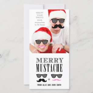 Funny Moustache Sunglasses Christmas Holiday Card