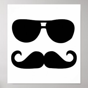 Funny Moustache sunglasses Poster