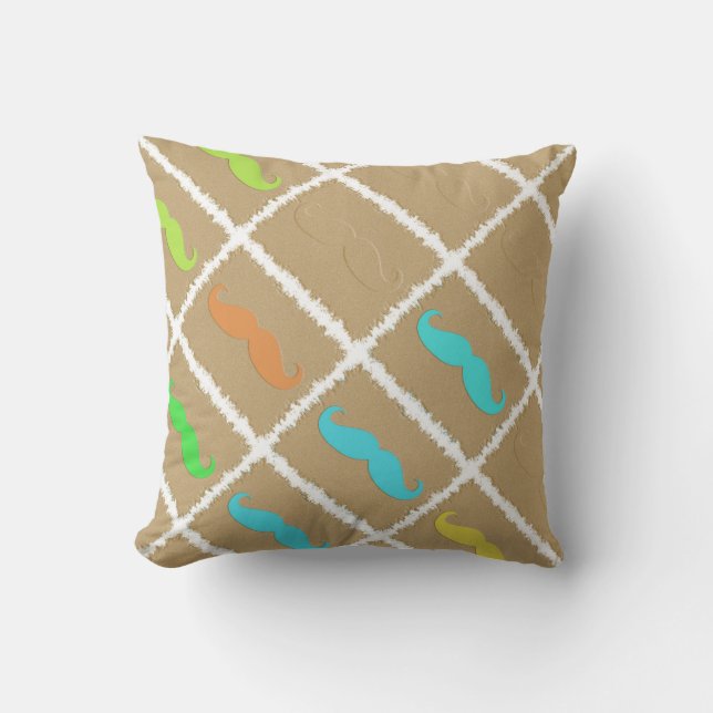 Funny Moustache Throw Pillow (Front)