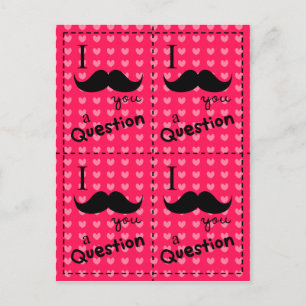 Funny moustache valentines cut out Postcard pink
