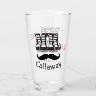 Funny Mr Moustache Name  Glass