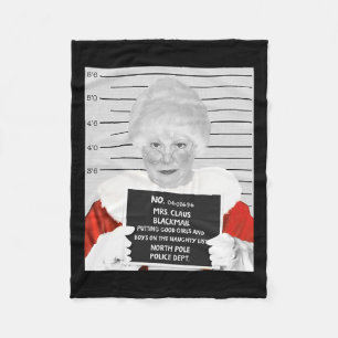 Funny Mrs. Claus Mugshot Jailed Arrested On Christ Fleece Blanket
