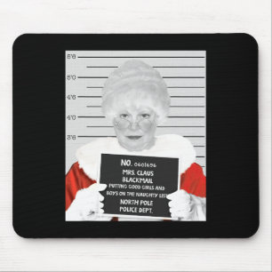 Funny Mrs. Claus Mugshot Jailed Arrested On Christ Mouse Pad
