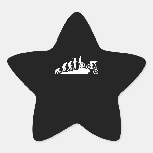 Funny MTB Mountain Biking Evolution Downhill Star Sticker (Front)