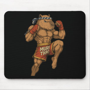 Funny Muay Thai Capybara Thai Boxing Martial Arts Mouse Pad