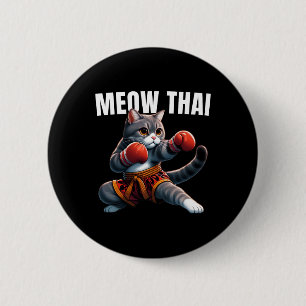 Funny Muay Thai Cat Meow Thai Boxing Martial Art K 2 Inch Round Button