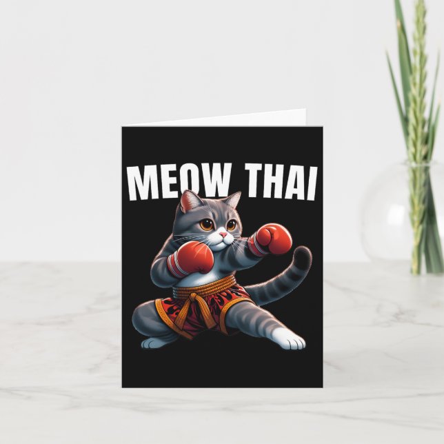 Funny Muay Thai Cat Meow Thai Boxing Martial Art K Card (Front)