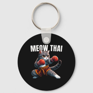 Funny Muay Thai Cat Meow Thai Boxing Martial Art K Keychain