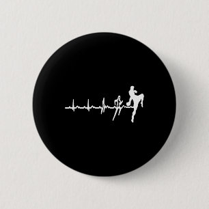 Funny Muay Thai Heartbeat Heart Kickboxing Love Gi 2 Inch Round Button