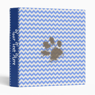 Funny Muddy Paw Print on Blue Chevron Binder