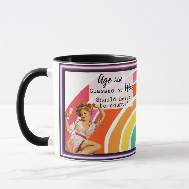 Funny Mug Coffee Best Friend Gift "Age/WIne" (Gauche)