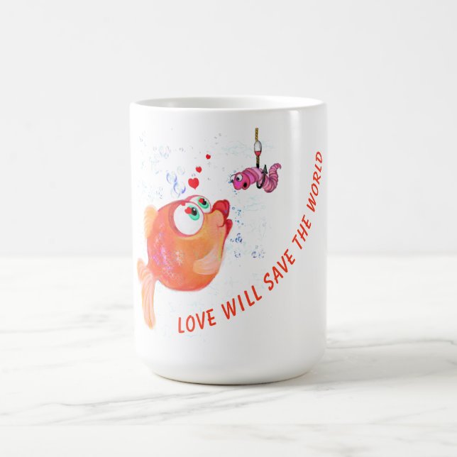 Funny Mug Fish and Worm - Love (Center)