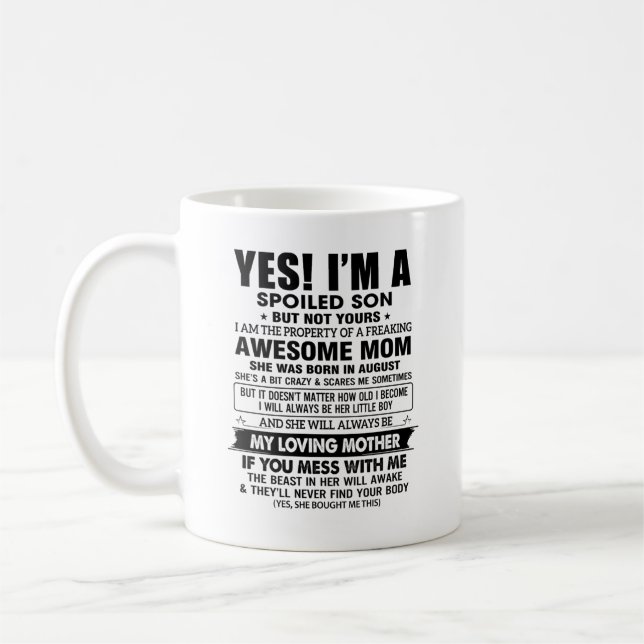 Funny Mug for Son with Crazy Mom Quote (Left)