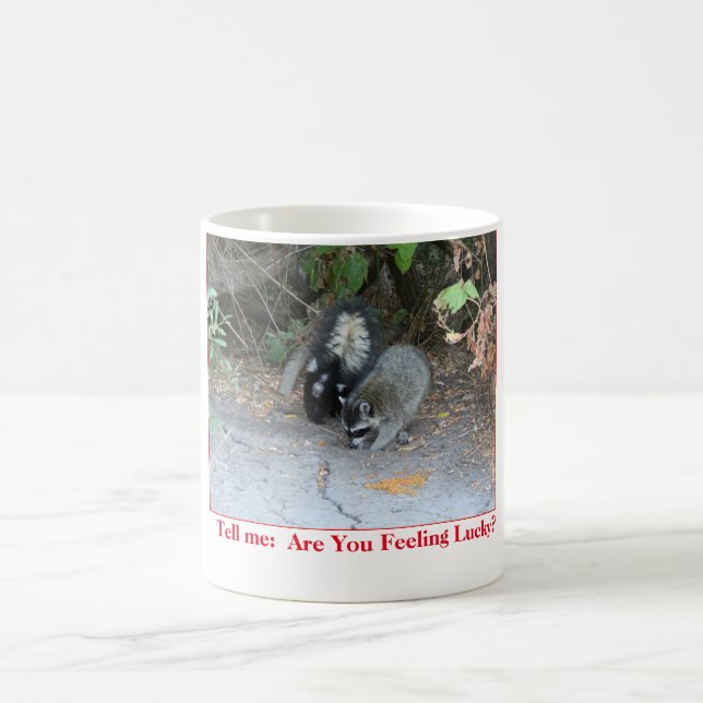 Funny mug with photo of raccoon and skunk (Center)