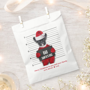 Funny Mugshot Christmas Bad Santa's Dog Favour Bag