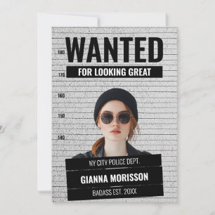 Funny Mugshot Wanted Poster Custom Name & Text  Holiday Card