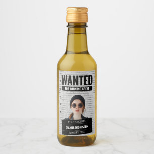 Funny Mugshot Wanted Poster Custom Name & Text  Wine Label