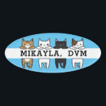 Funny Multicolor Cat Frame Blue  Name Tag<br><div class="desc">Add a name to this fun colourful  "cat frame" design with a blue background.</div>