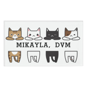 Funny Multicolor Cat Frame Name Tag