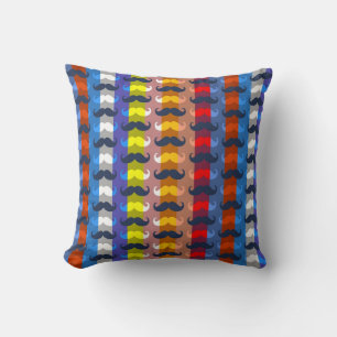 Funny Multicolor Moustache Stripe Pattern Throw Pillow