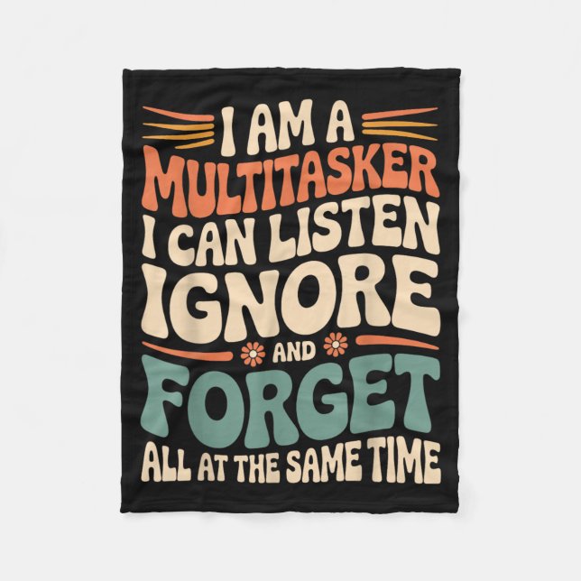 Funny Multitasker Quote Sarcastic Humour Graphic Fleece Blanket (Front)