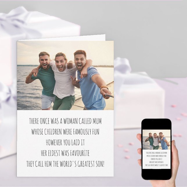 Funny Mum Limerick Favourite Son Photo Birthday Card (Creator Uploaded)
