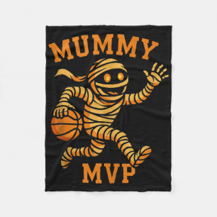 Funny Mummy Basketball Halloween Design Mvp Monste Fleece Blanket