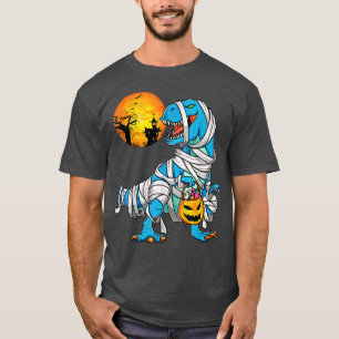 Funny Mummy Dinosaur T re Pumpkin Red Moon Hallowe T-Shirt