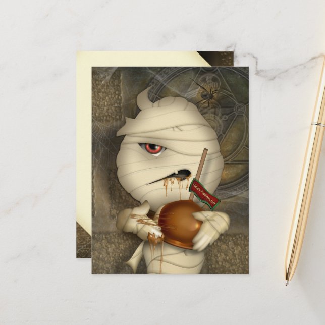 Funny Mummy Halloween Costume Postcard (Front/Back In Situ)