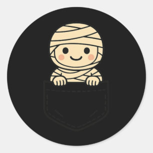 Funny Mummy Pocket Pal Cute Mummy Halloween Monste Classic Round Sticker