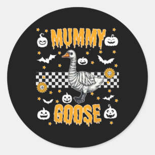 Funny Mummy Wrapped Goose Spooky Halloween Costume Classic Round Sticker