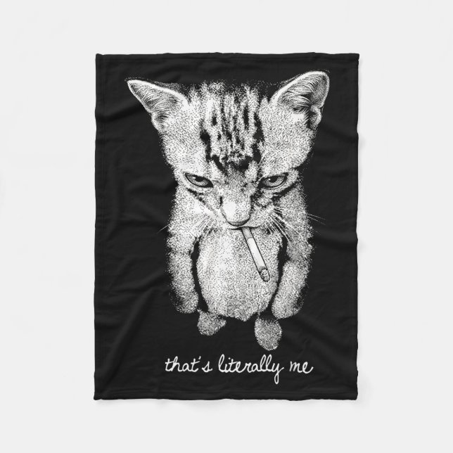 Funny munchkin smoking kitten standing cat meme  fleece blanket (Front)