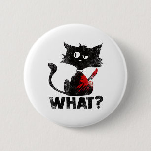 Funny Murderous Black Cat What With Knife Hallowee 2 Inch Round Button