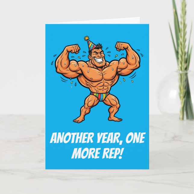 Funny Muscle Bodybuilder Birthday Gift Card (Front)