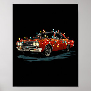 Funny Muscle Car Christmas Graphics Lights Lover Poster