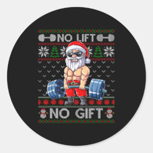 Funny Muscle Santa Lifting Christmas Ugly Christma Classic Round Sticker