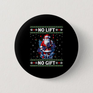 Funny Muscle Santa Lifting Ugly Christmas Sweater 2 Inch Round Button