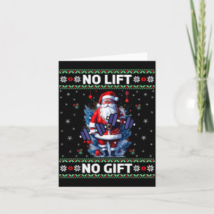 Funny Muscle Santa Lifting Ugly Christmas Sweater  Card
