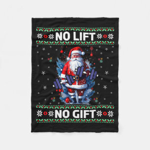 Funny Muscle Santa Lifting Ugly Christmas Sweater  Fleece Blanket
