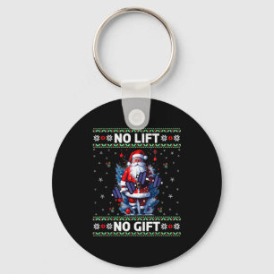 Funny Muscle Santa Lifting Ugly Christmas Sweater Keychain